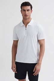 Reiss White Belfry Mercerised Egyptian Cotton Polo Shirt - Image 1 of 7