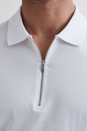 Reiss White Belfry Mercerised Egyptian Cotton Polo Shirt - Image 4 of 7