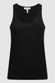 Reiss Black Taloulah Linen Crew Neck Vest - Image 2 of 6