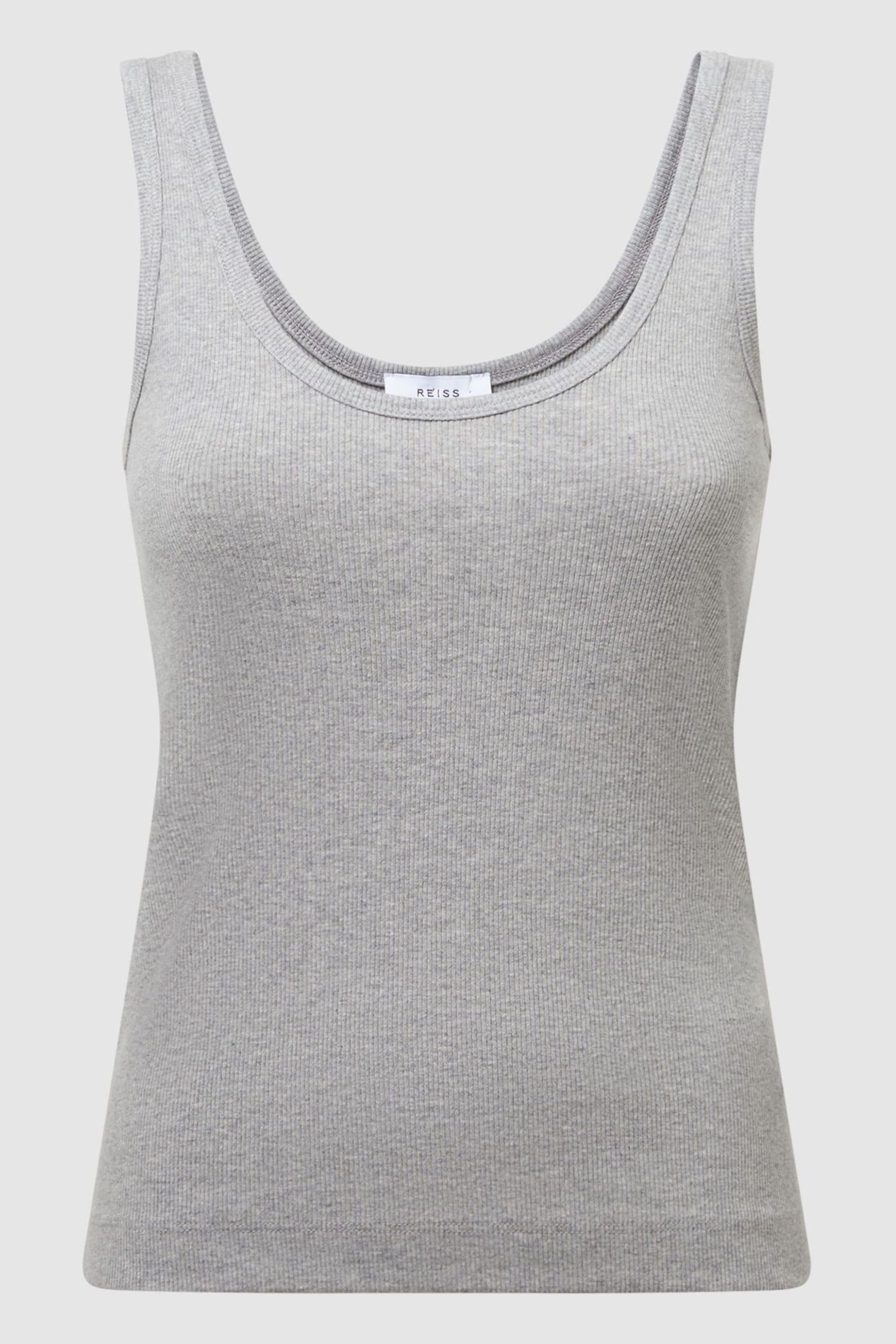 Reiss Grey Marl Violet Ribbed Cotton Blend Vest - Image 2 of 7