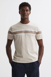 Reiss Oatmeal Multi Hearts Slim Fit Mercerised Cotton Crew Neck T-Shirt - Image 3 of 4