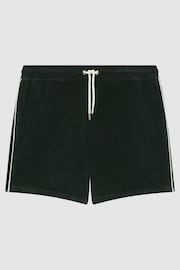 Reiss Dark Green Fredericks Towelling Drawstring Shorts - Image 2 of 4