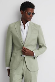 Reiss Apple Kin Slim Fit Single Breasted Linen Blazer - Image 1 of 7