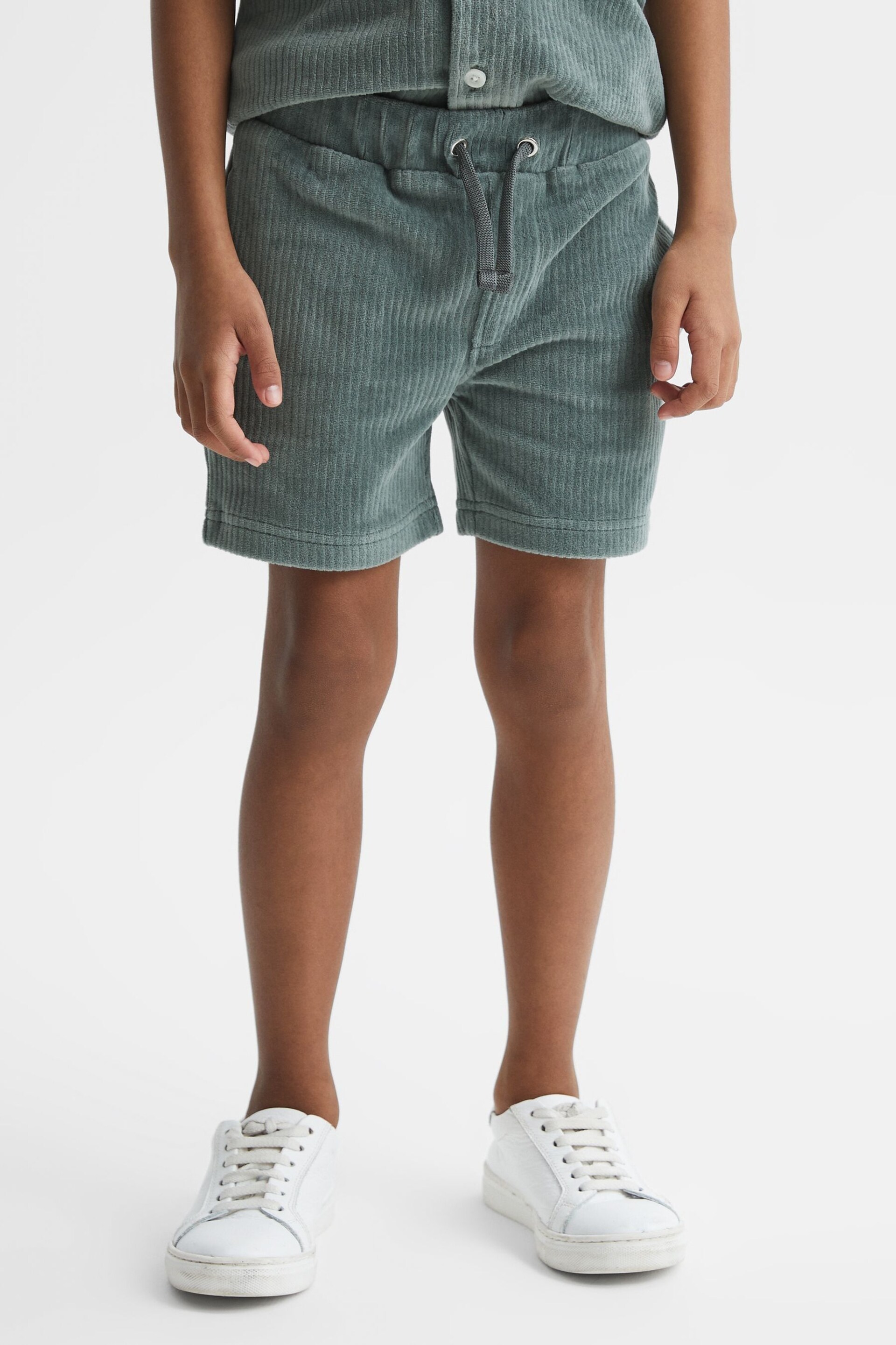 Reiss Sage Tortuga Junior Ribbed Chenille Drawstring Shorts - Image 1 of 5