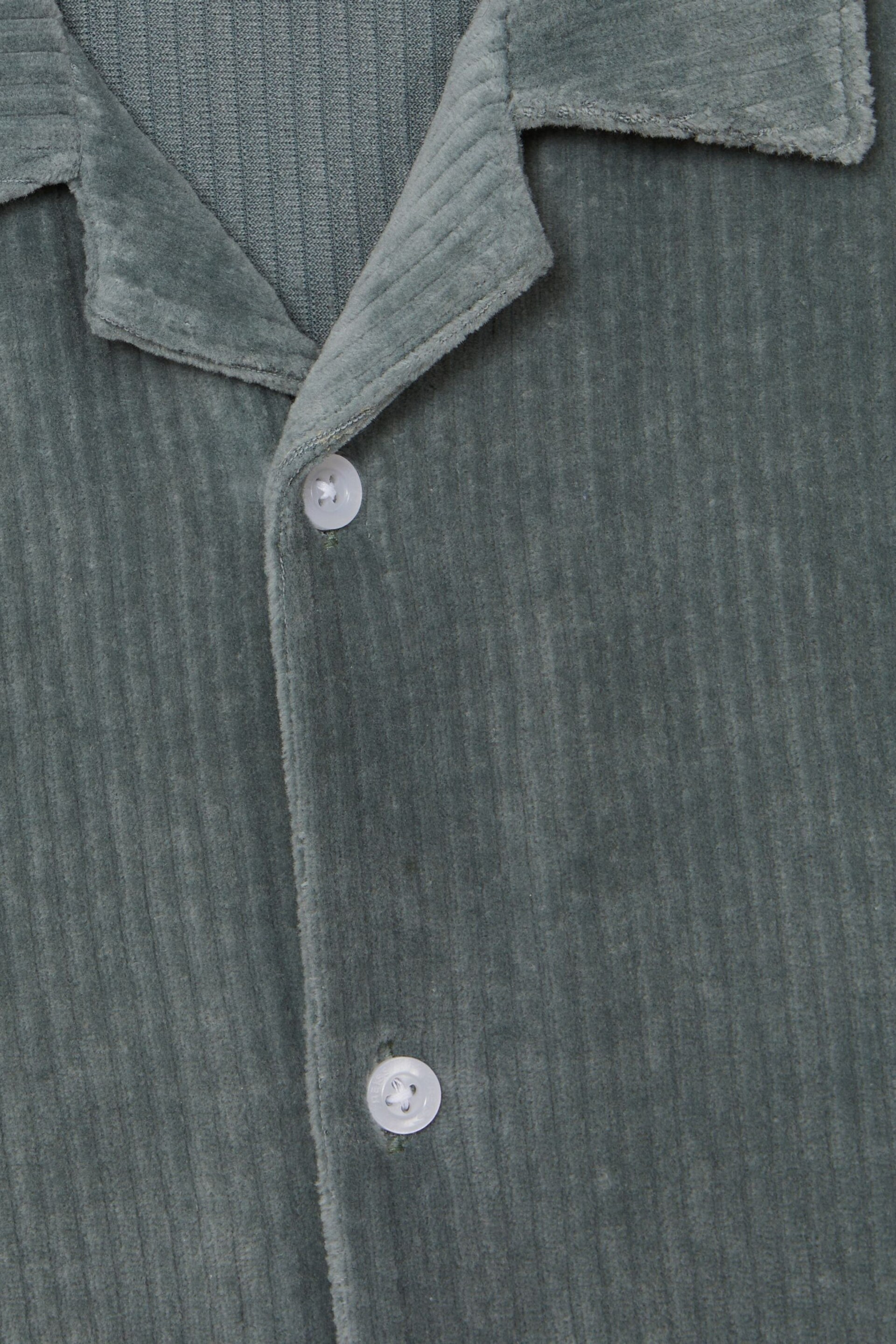 Reiss Sage Santal Junior Cuban Collar Ribbed Textured Shirt - Image 6 of 6