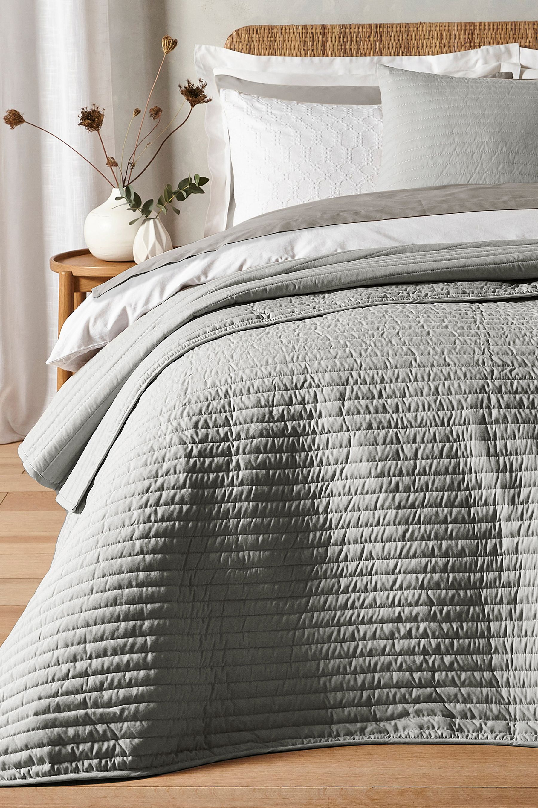 Silver quilted bed throw hotsell