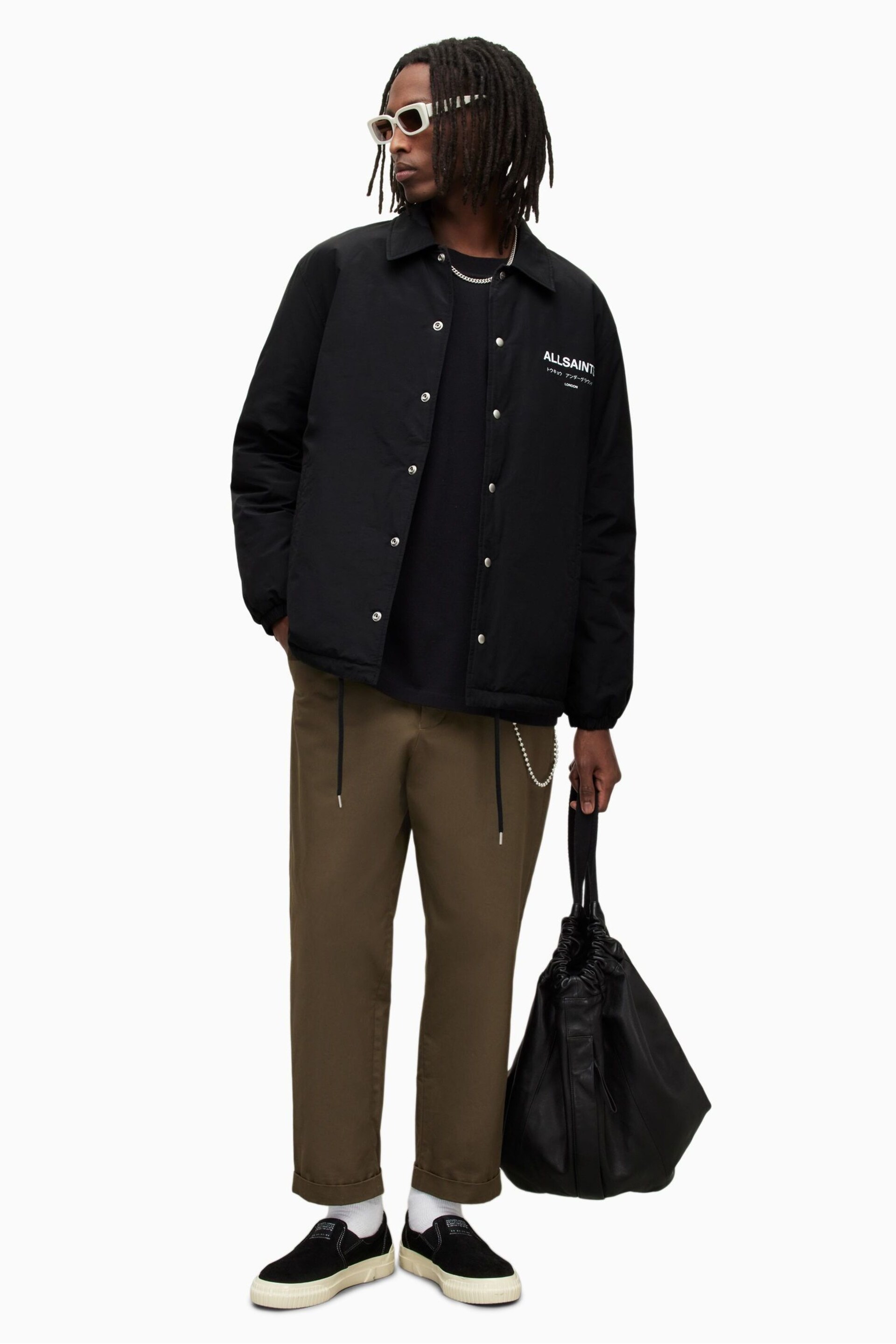 AllSaints Black Underground Coach Jacket - Image 1 of 9