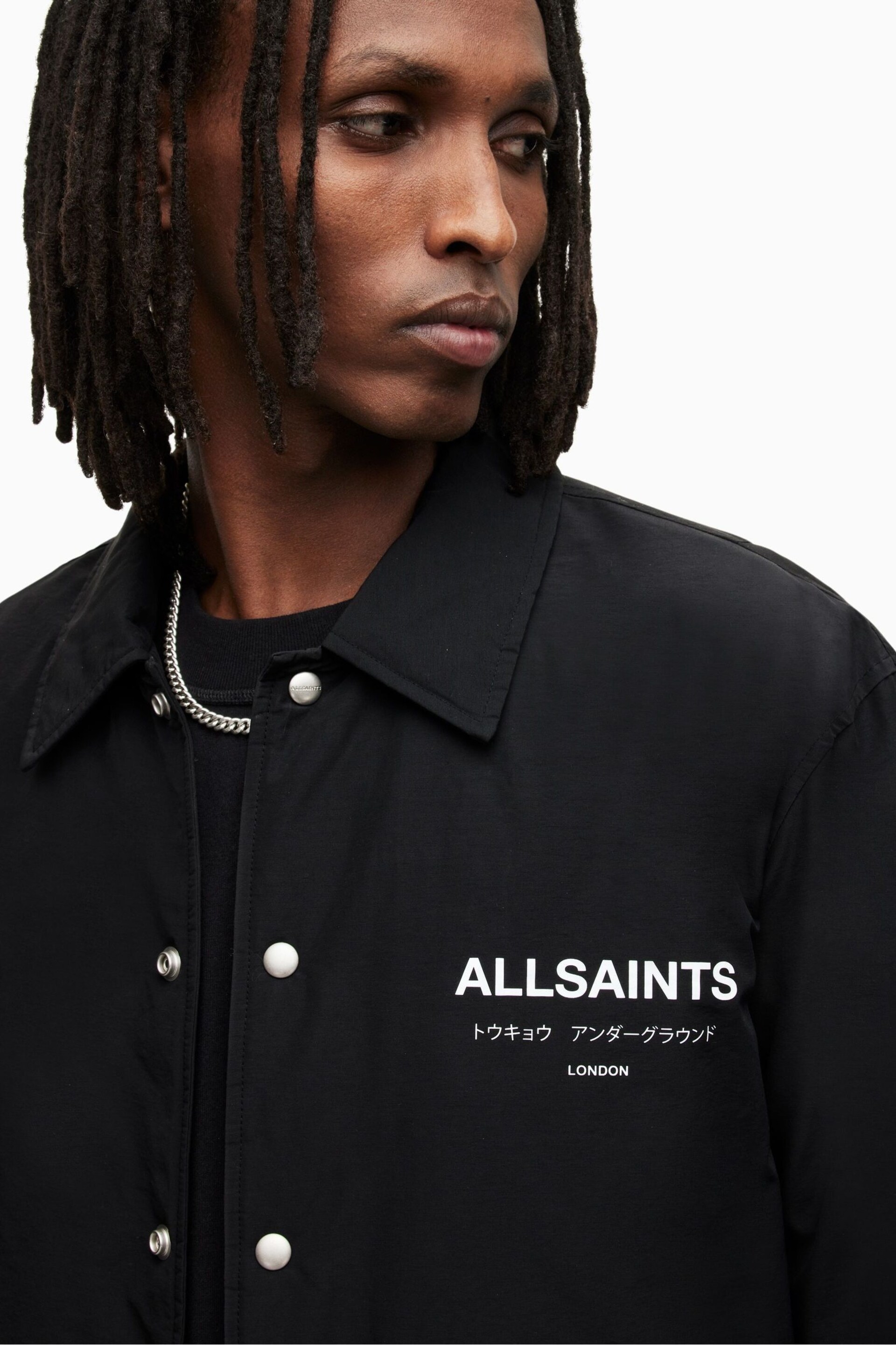 AllSaints Black Underground Coach Jacket - Image 3 of 9