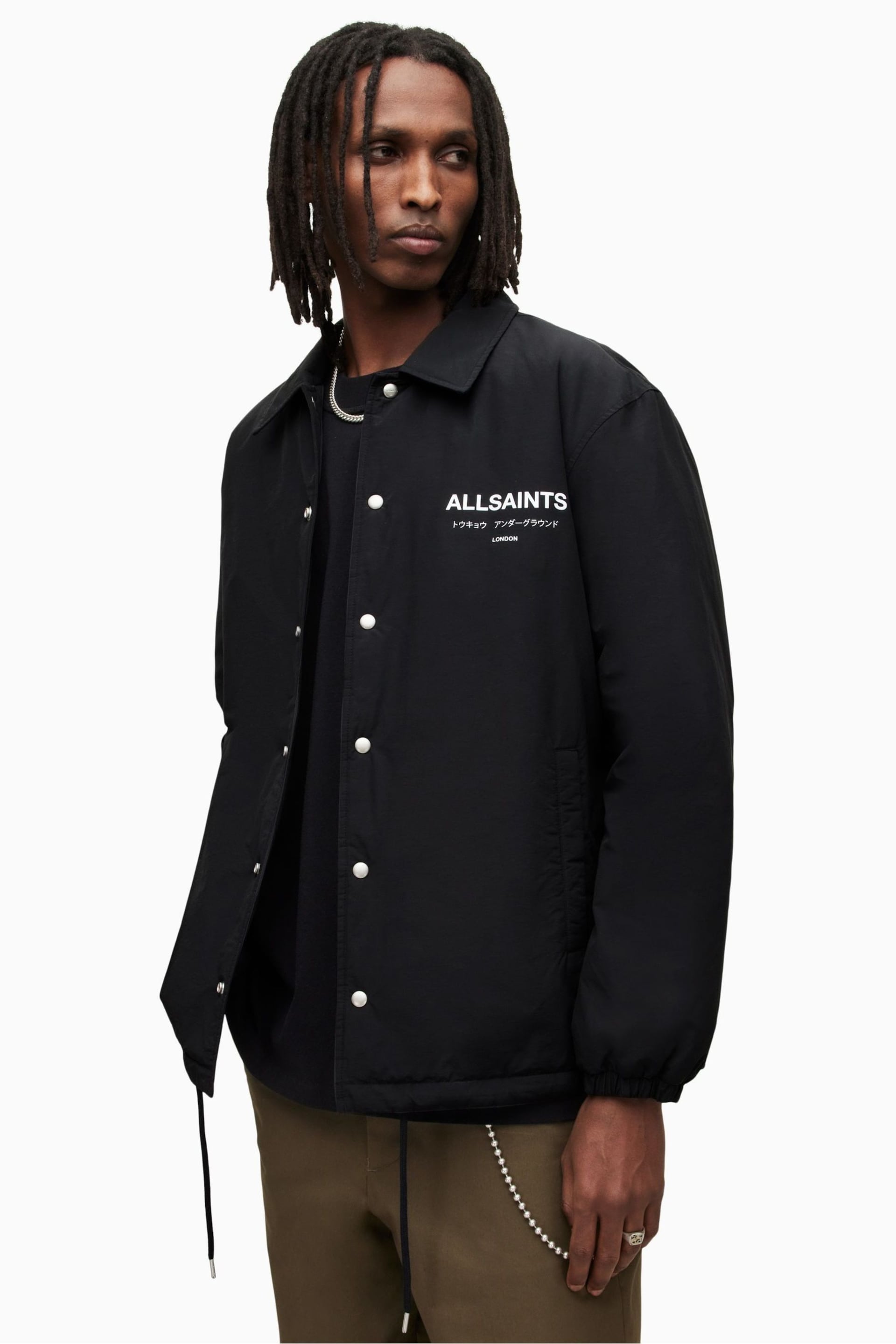 AllSaints Black Underground Coach Jacket - Image 4 of 9