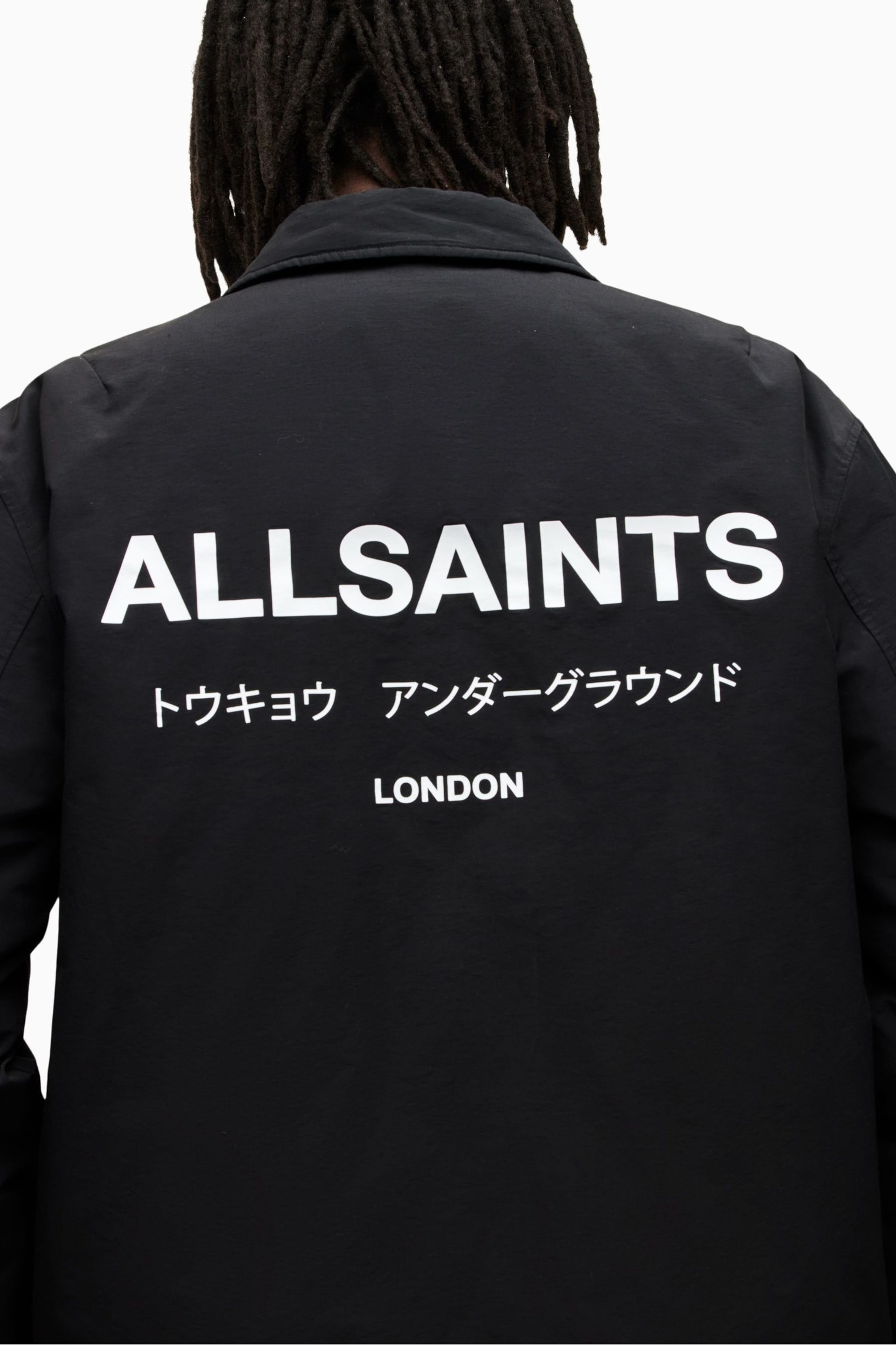 AllSaints Black Underground Coach Jacket - Image 5 of 9