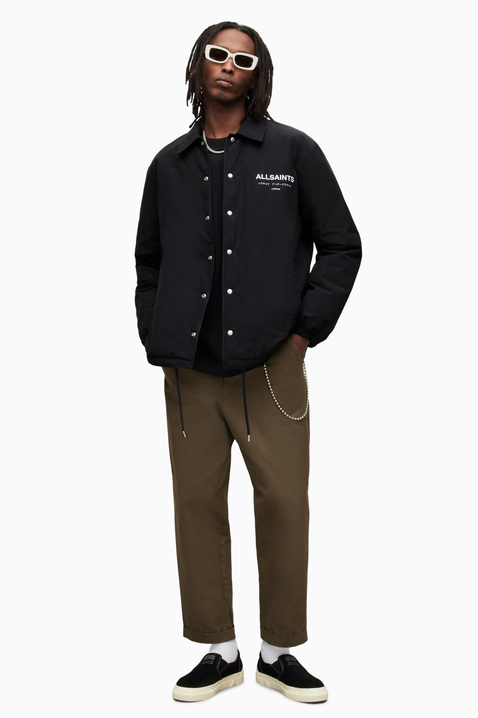 AllSaints Black Underground Coach Jacket - Image 6 of 9