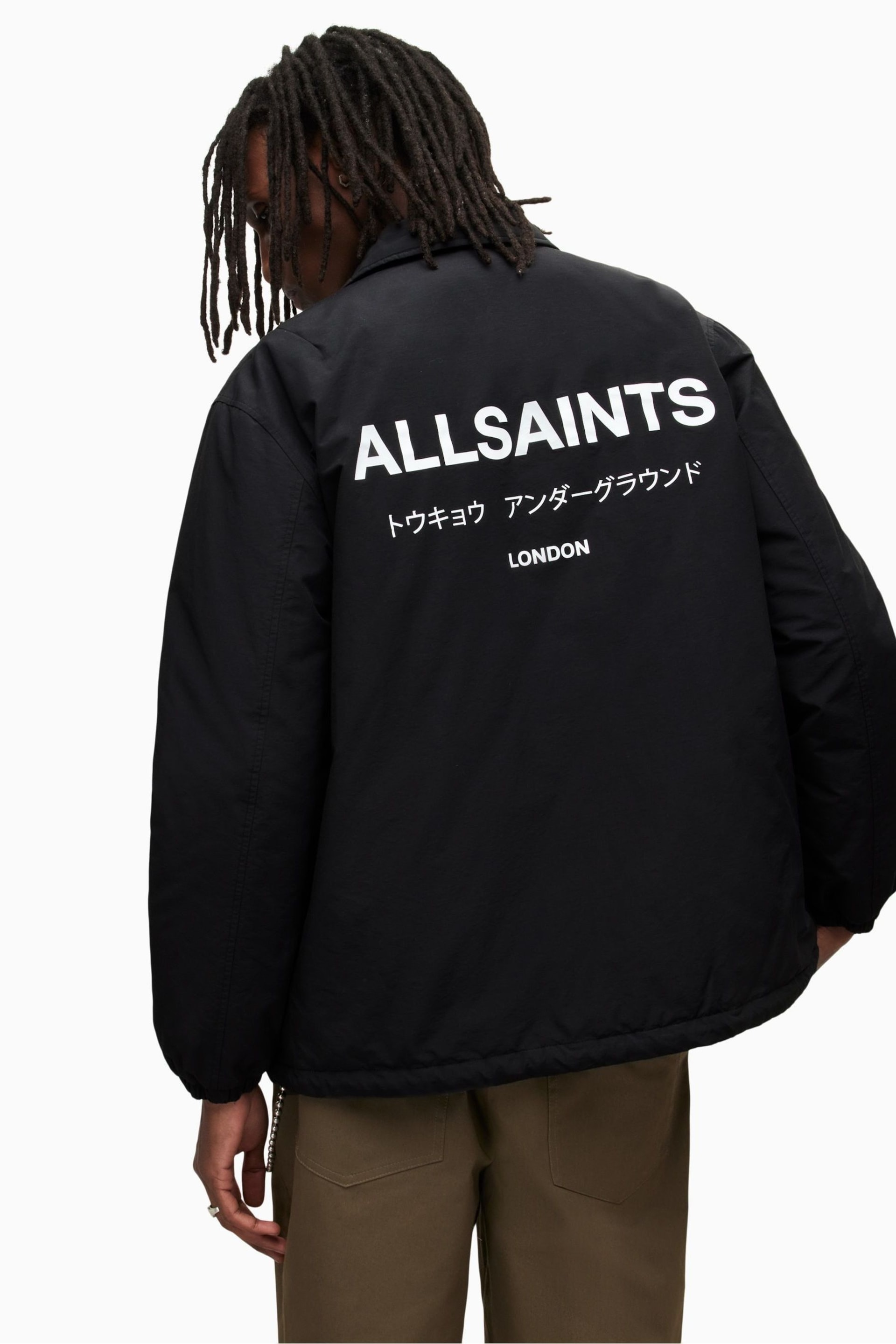 AllSaints Black Underground Coach Jacket - Image 8 of 9