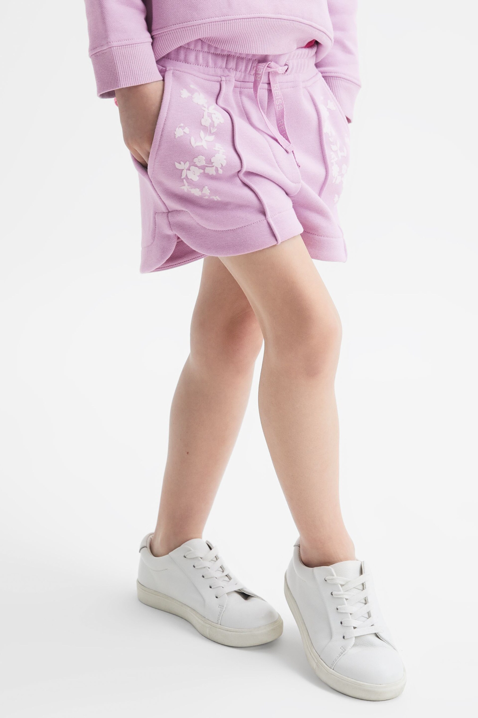 Reiss Lilac Honor Junior Jersey Logo Shorts - Image 3 of 6