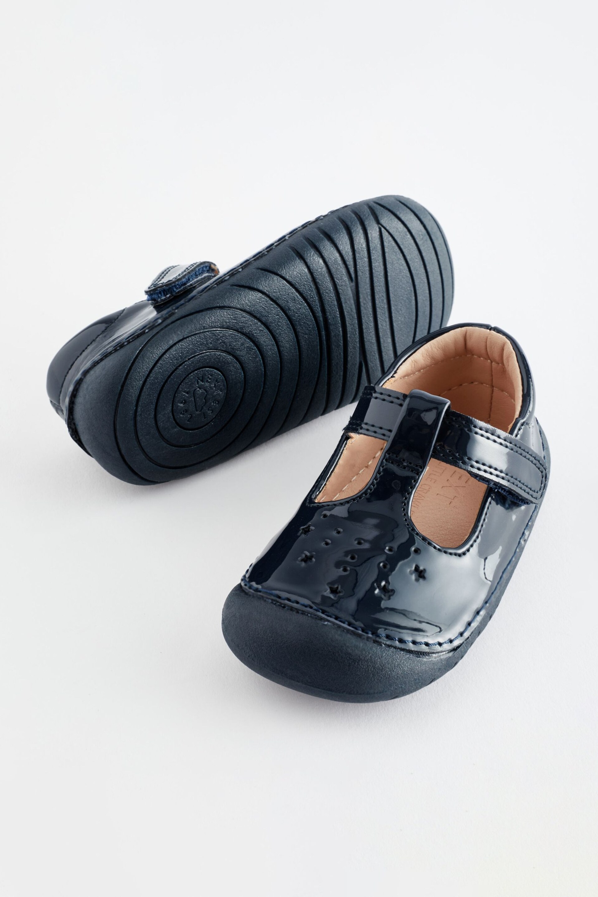 Navy Blue Patent Wide Fit (G) Crawler T-Bar Shoes - Image 4 of 5