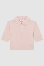 Reiss Pink Eva Senior Cropped Polo Shirt - Image 2 of 6