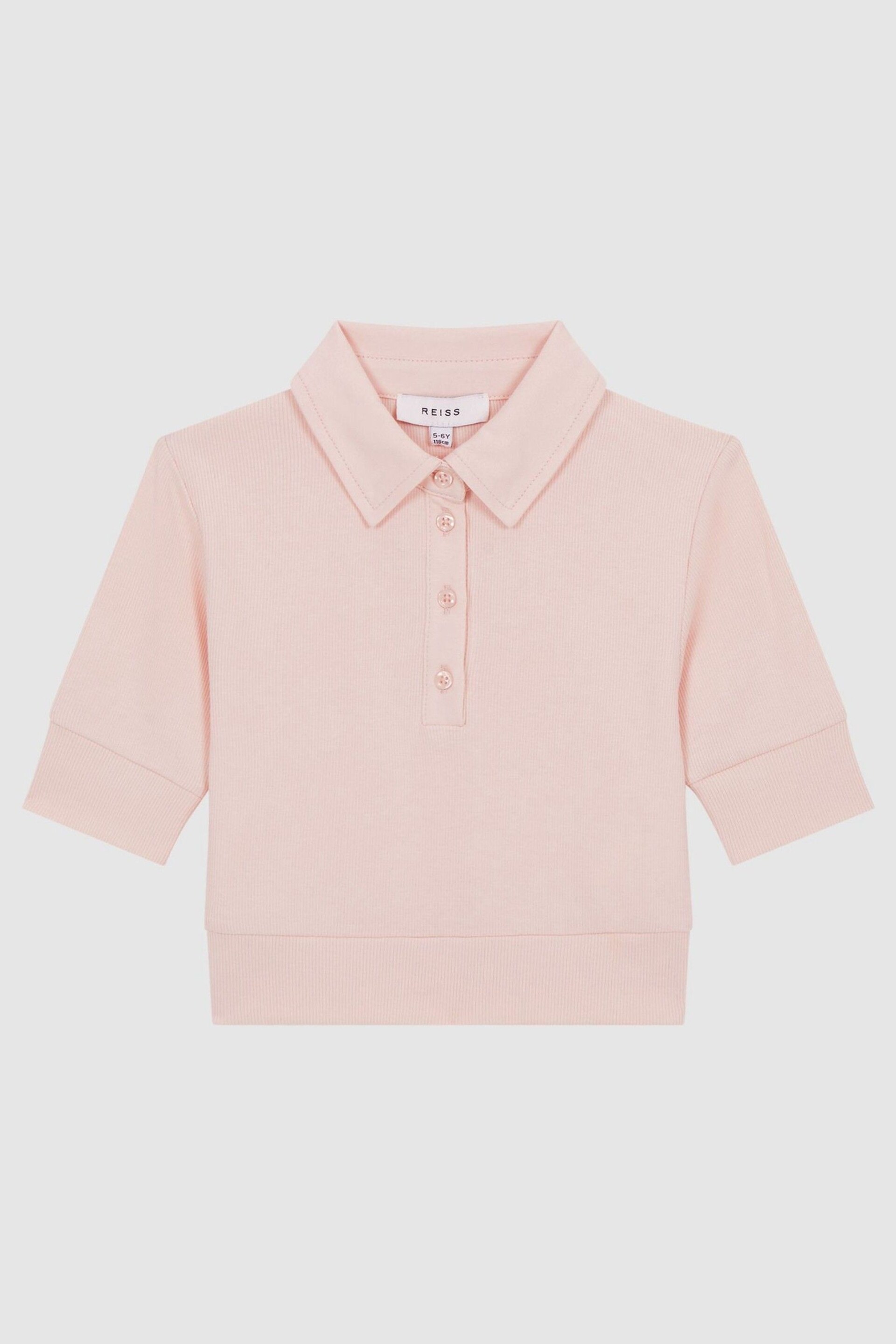 Reiss Pink Eva Senior Cropped Polo Shirt - Image 2 of 6