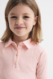 Reiss Pink Eva Senior Cropped Polo Shirt - Image 4 of 6