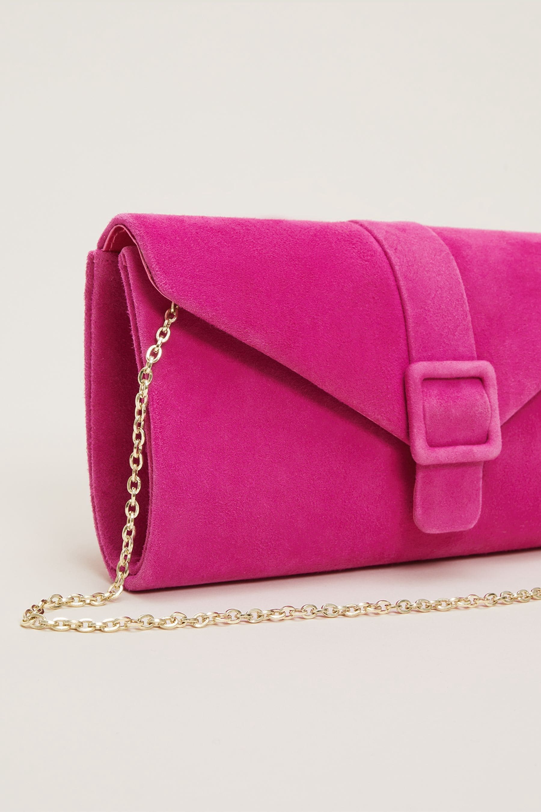 Hot pink suede clutch bag 2025