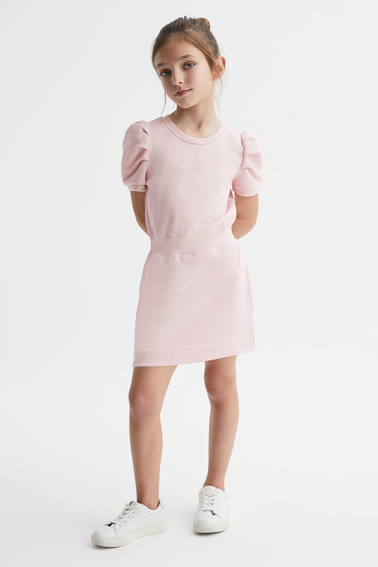 Reiss Pink Mimi Senior Pleated Sleeve Dress - Image 1 of 5