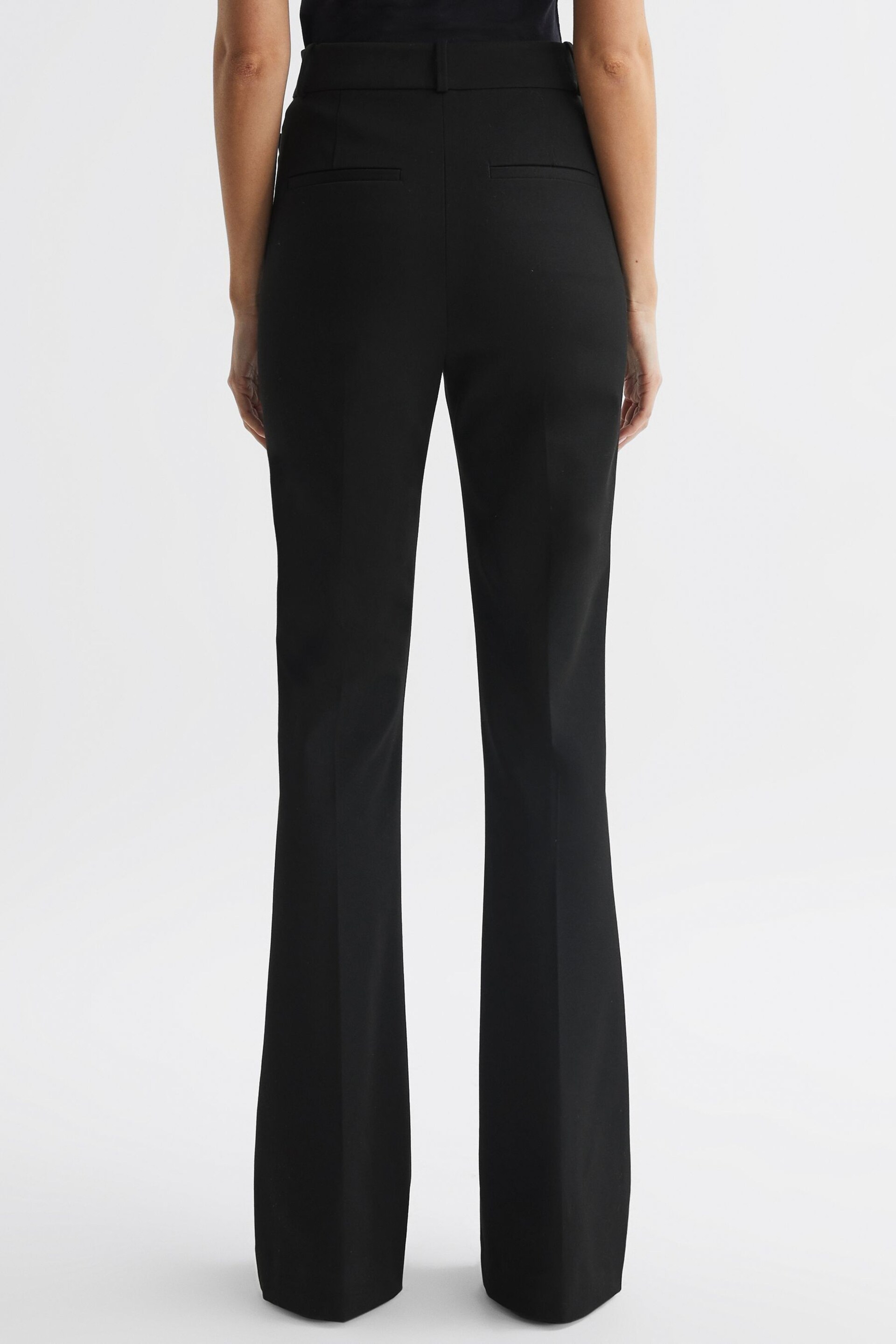 Reiss Black Dylan Petite Flared High Rise Trousers - Image 5 of 6