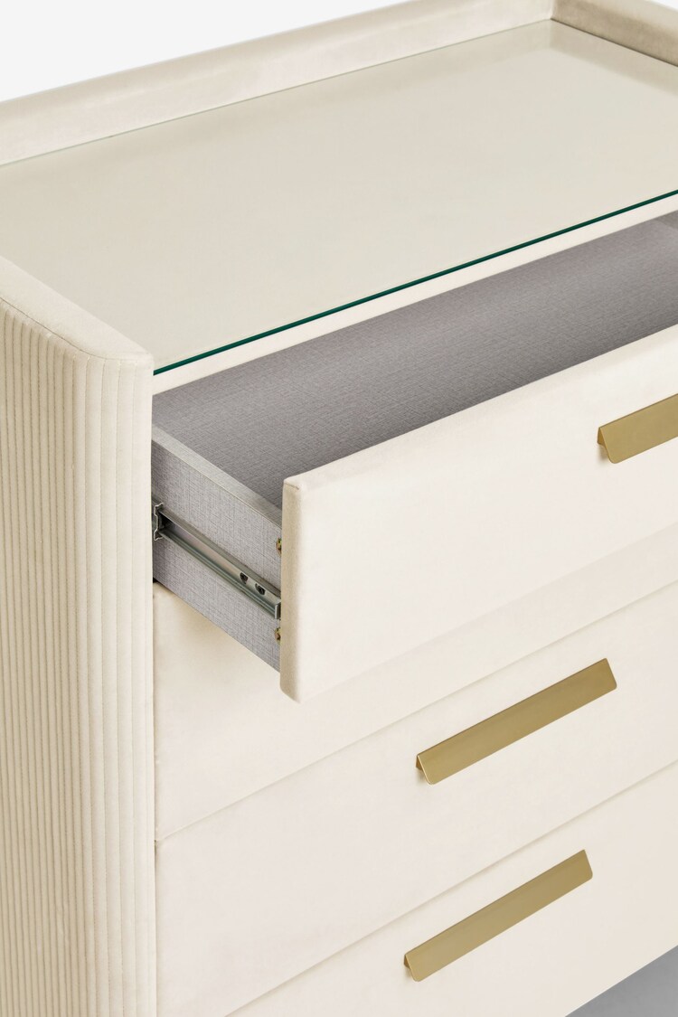 Light Natural Soft Velvet Scarlett Upholstered Chest of Drawers - Image 5 of 5