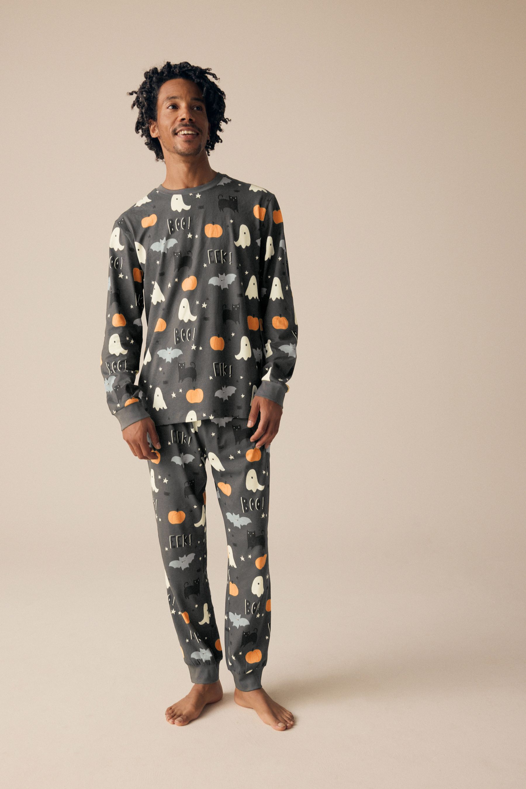 Buy Grey Matching Family Halloween 100 Cotton Pyjamas from Next Luxembourg