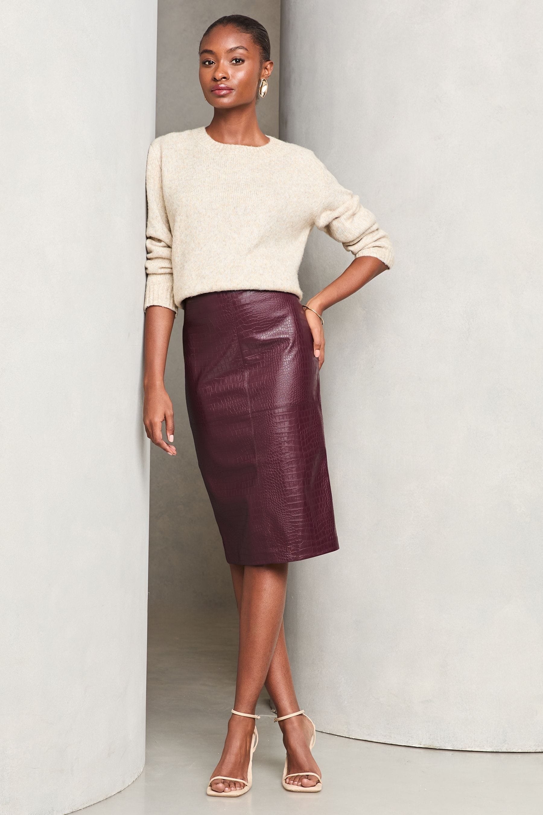 Buy Lipsy Burgundy Faux Leather Pencil Skirt from Next Luxembourg