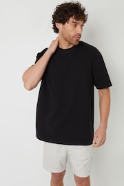 Threadbare Black Chrome Relaxed Fit Textured T-Shirt - Image 1 of 4