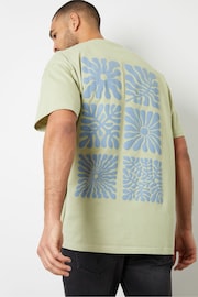 Threadbare Green Oversized Graphic Print Cotton T-Shirt - Image 1 of 4