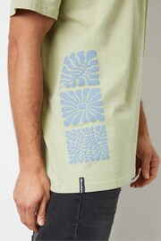 Threadbare Green Oversized Graphic Print Cotton T-Shirt - Image 4 of 4