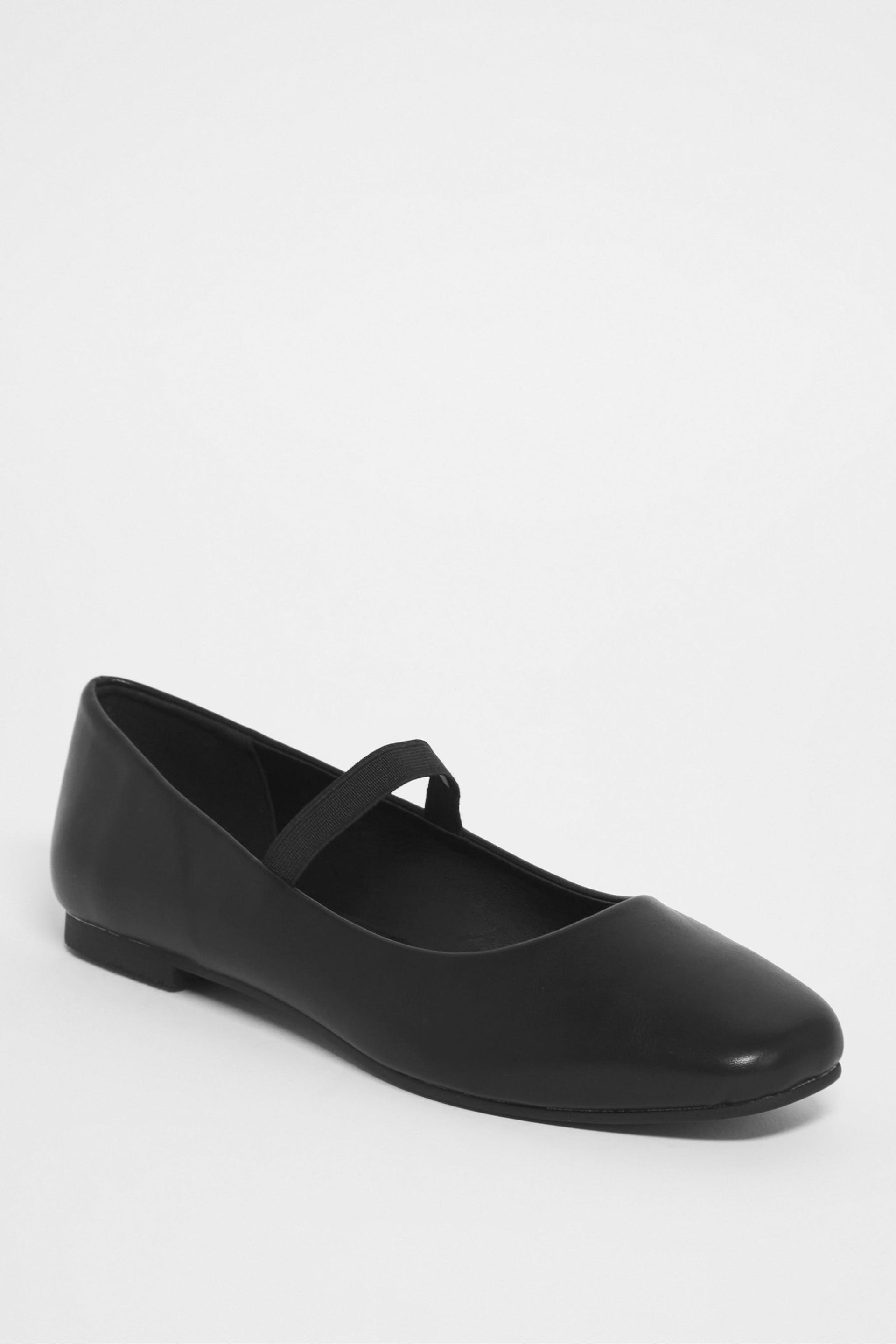 Simply Be Black Square Toe Eleanor Ballerinas in Extra Wide Fit - Image 3 of 4