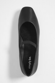 Simply Be Black Square Toe Eleanor Ballerinas in Extra Wide Fit - Image 4 of 4