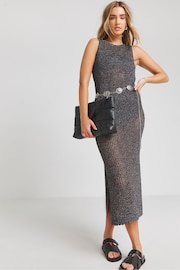 Simply Be Gunmetal Silver Crochet Midi Dress - Image 1 of 4