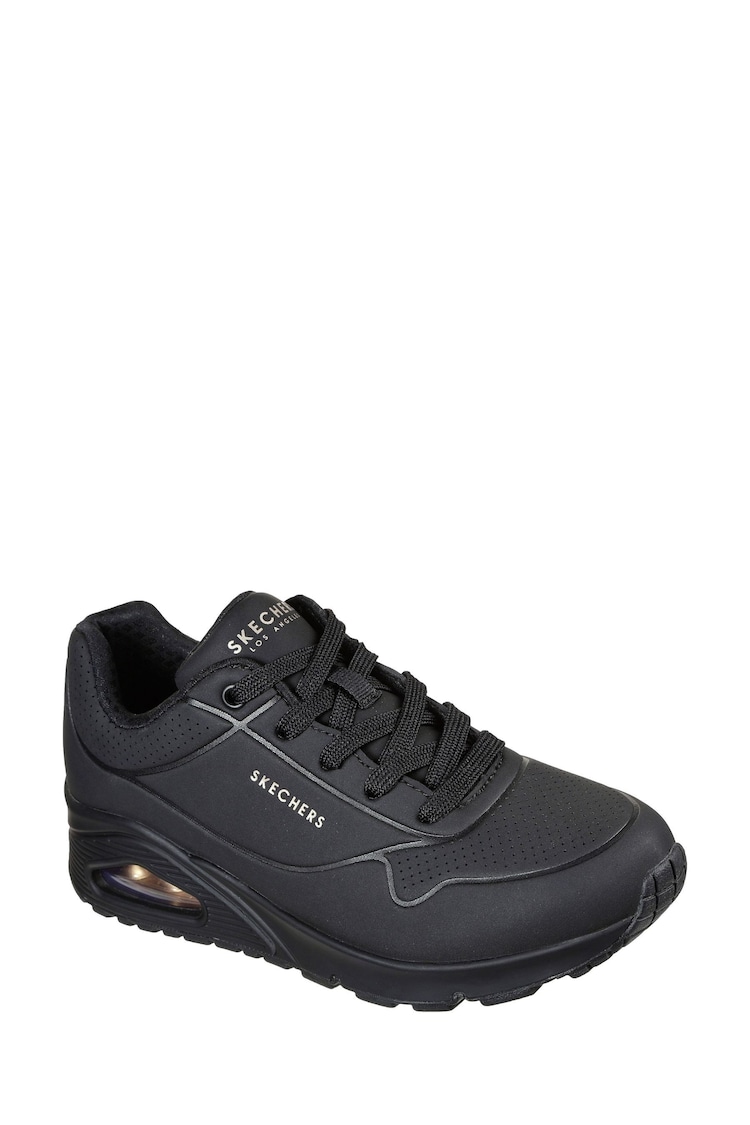 Skechers Black Wide Fit Uno Stand On Air Trainers - Image 2 of 5