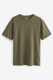 Green Khaki Slim Fit 100% Cotton Essential Regular Crew Neck T-Shirt - Image 5 of 7