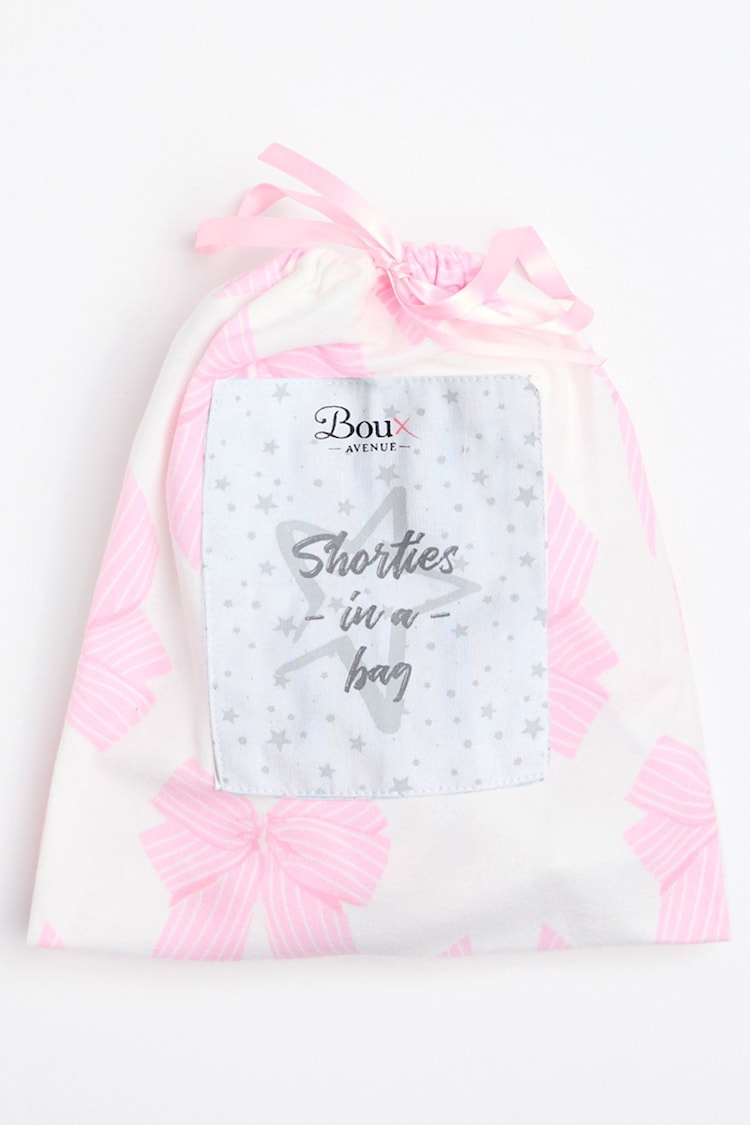 Boux Avenue Bows Fleece White Short Pyjamas In A Bag - Image 6 of 6