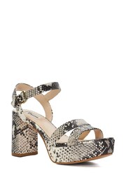 Dune London Natural Molten Mid Heel Platform Sandals - Image 3 of 5