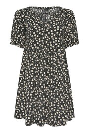 Yours Curve Denim Black Floral Print Textured Mini Dress - Image 5 of 5