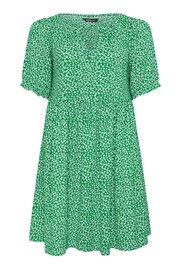 Yours Curve Green Floral Print Textured Mini Dress - Image 5 of 5