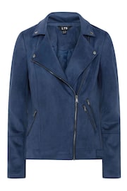 Long Tall Sally Blue Faux Swede Biker Jacket - Image 5 of 5