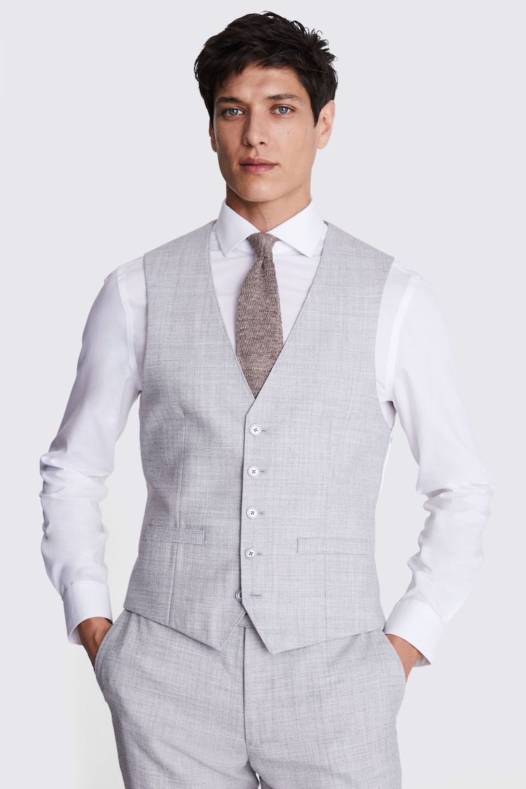 MOSS Grey Light Grey Marl Wct Moss Slim Mixer Waistcoat AUTUMN - Image 1 of 3