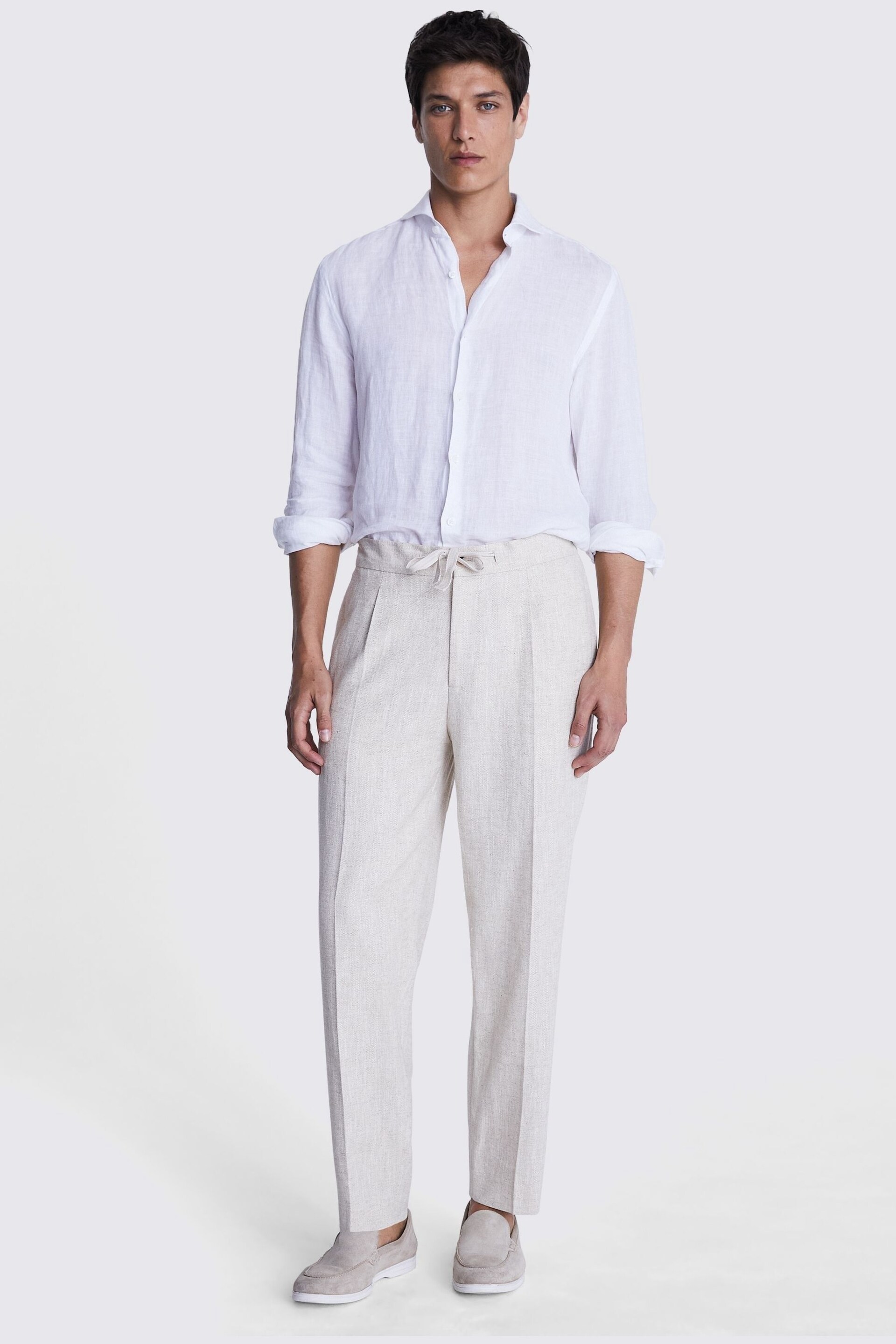 MOSS Natural Herringbone Beach Trousers - Image 2 of 3