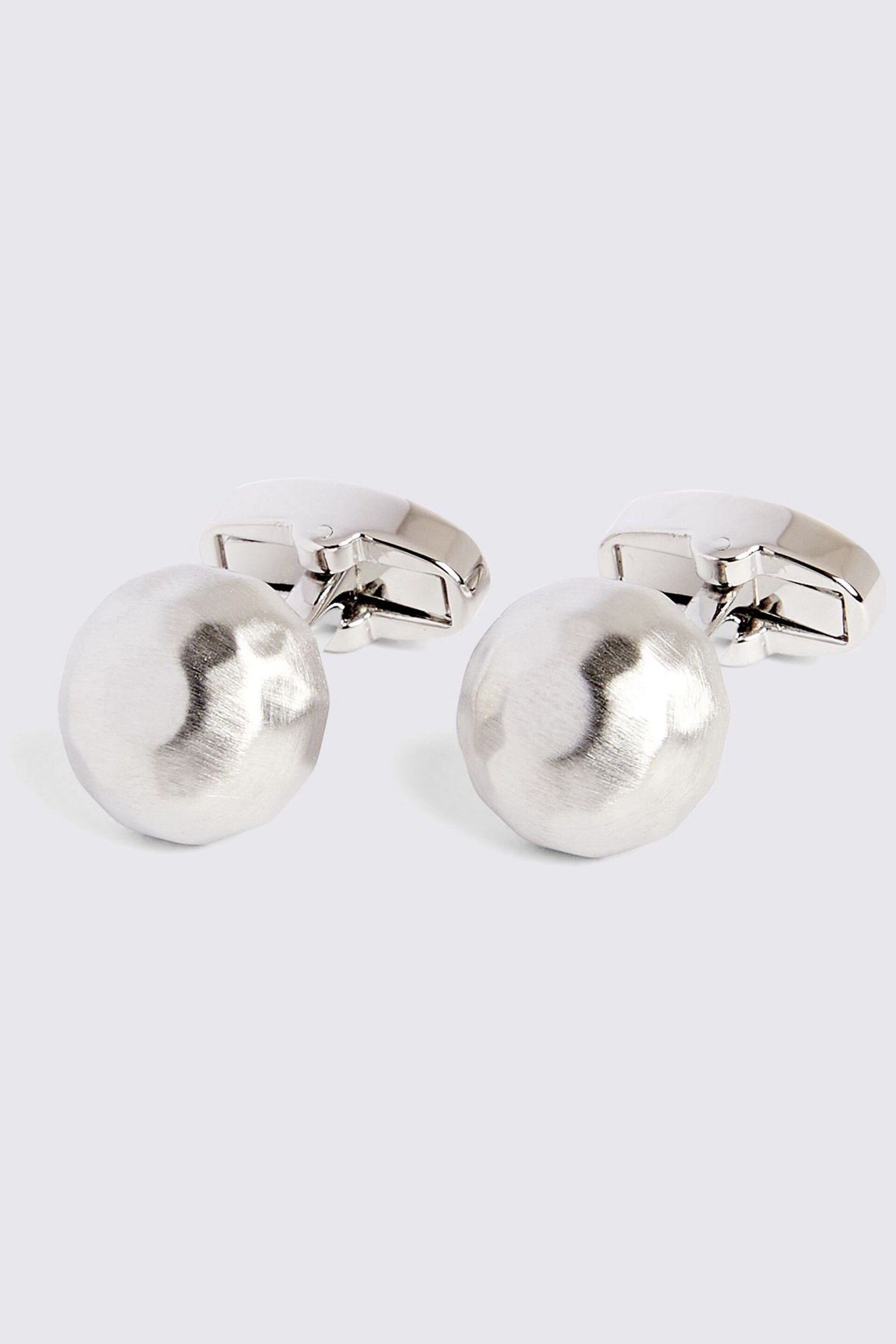 MOSS Grey Brushed Dome Cufflinks - Image 1 of 2