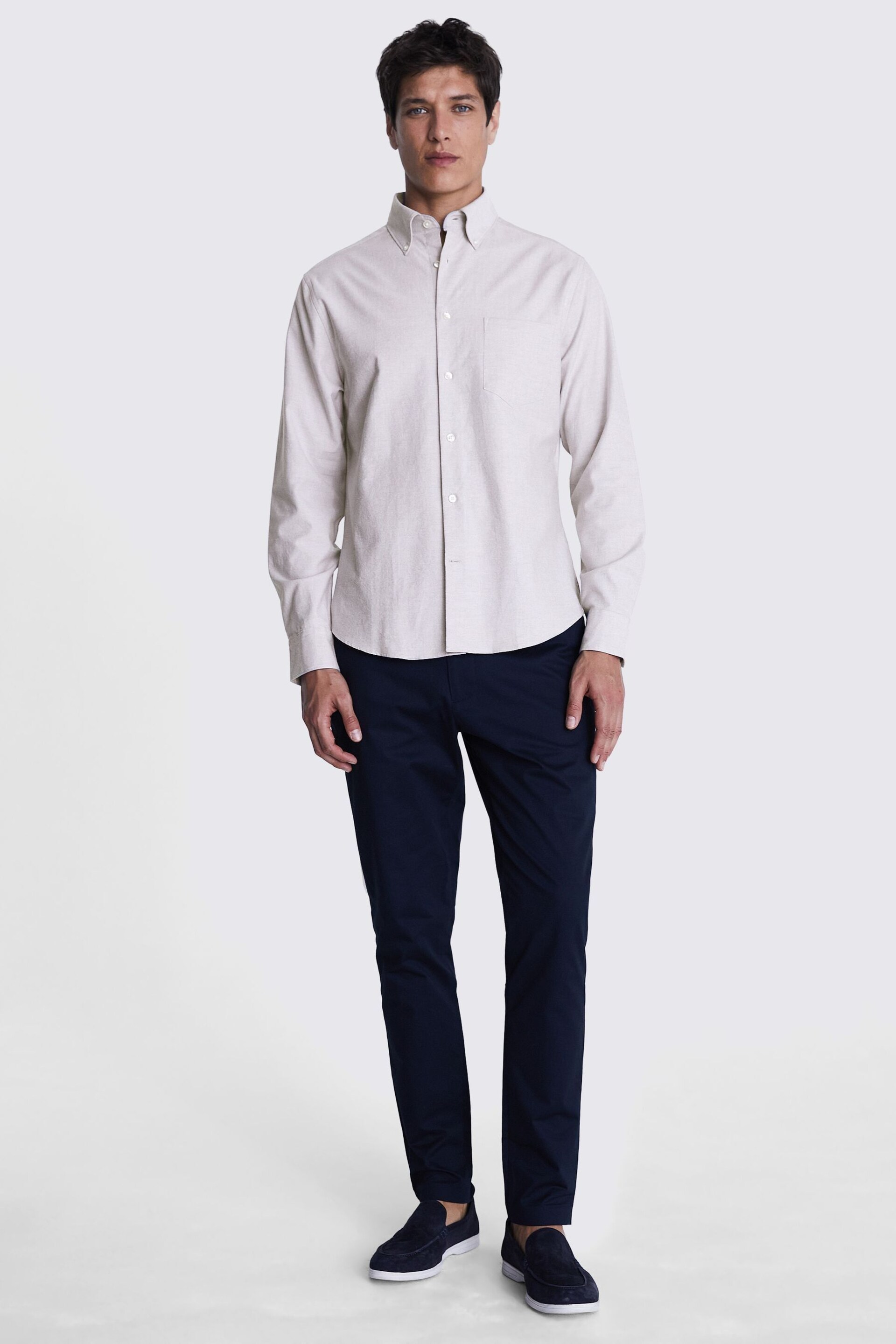 MOSS White/Grey Washed Oxford Shirt - Image 2 of 5