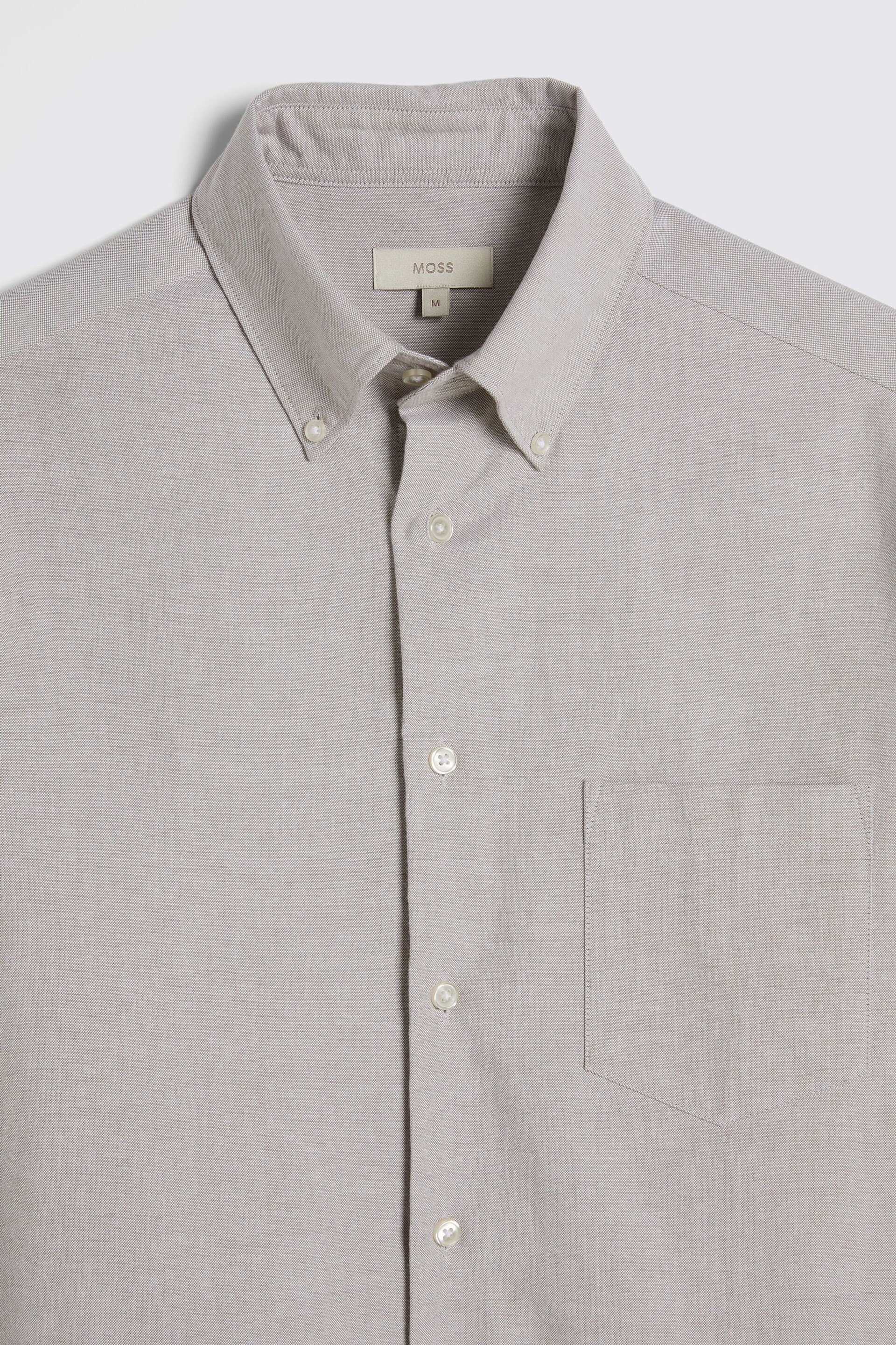 MOSS White/Grey Washed Oxford Shirt - Image 5 of 5