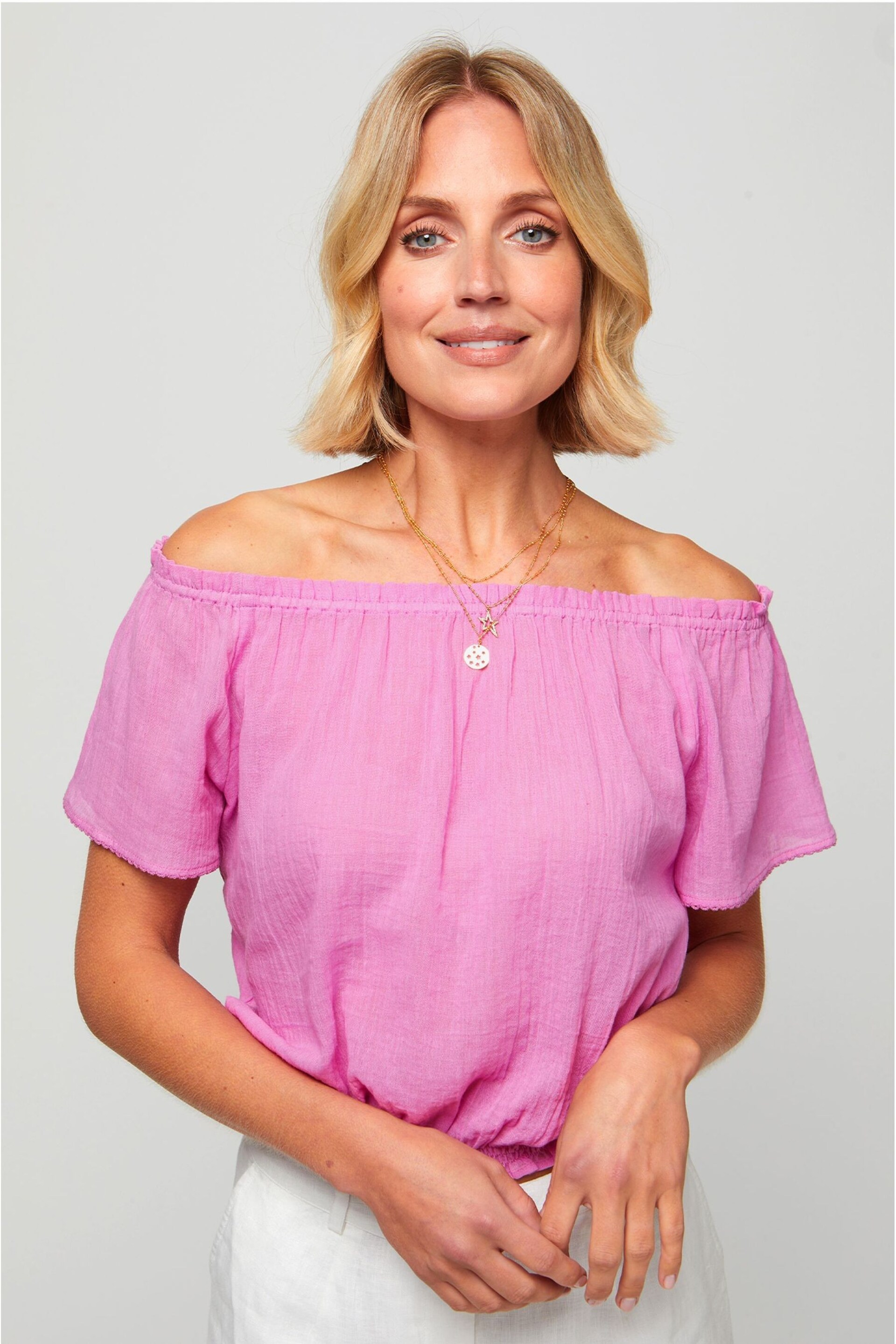 Aspiga Pink Ilana Frill Gauze Top - Image 1 of 5