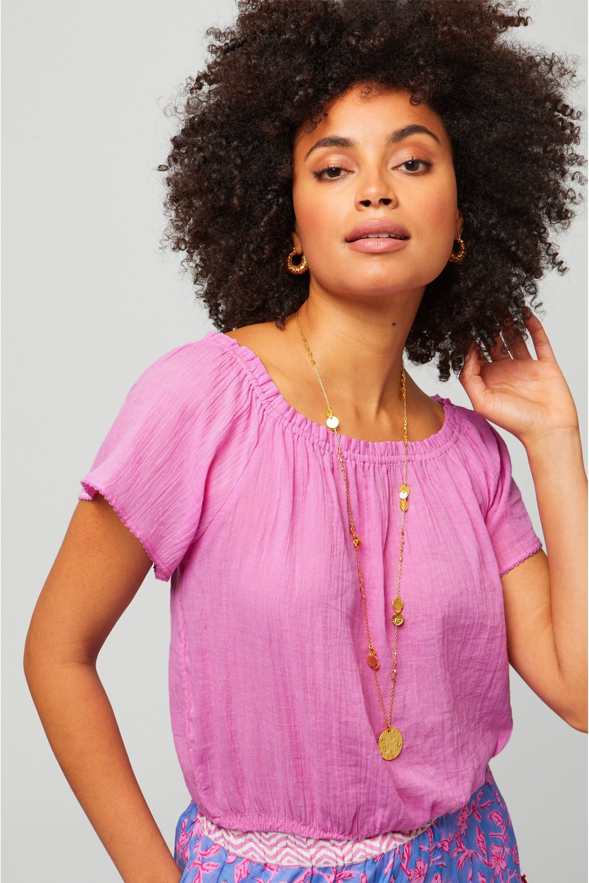 Aspiga Pink Ilana Frill Gauze Top - Image 3 of 5