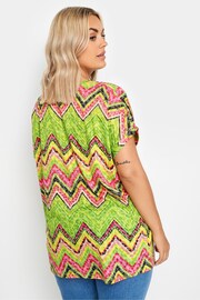 Yours Curve Green Geometric Print Top - Image 3 of 5