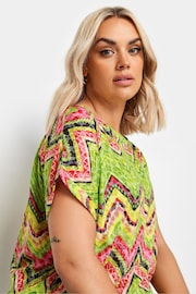 Yours Curve Green Geometric Print Top - Image 4 of 5