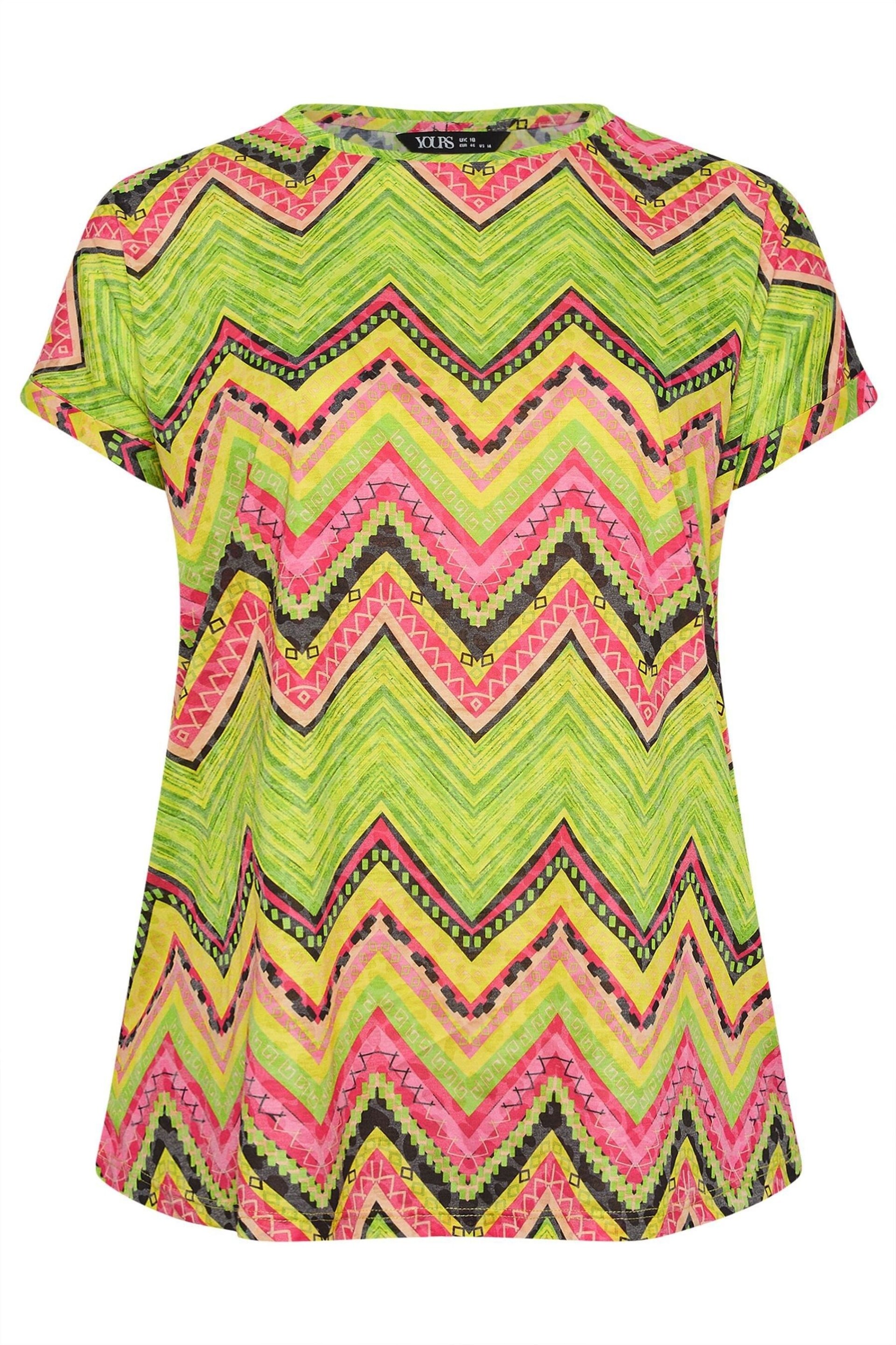 Yours Curve Green Geometric Print Top - Image 5 of 5